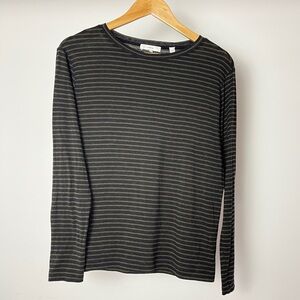 Vince Black and Olive Striped long Sleeve Top size S